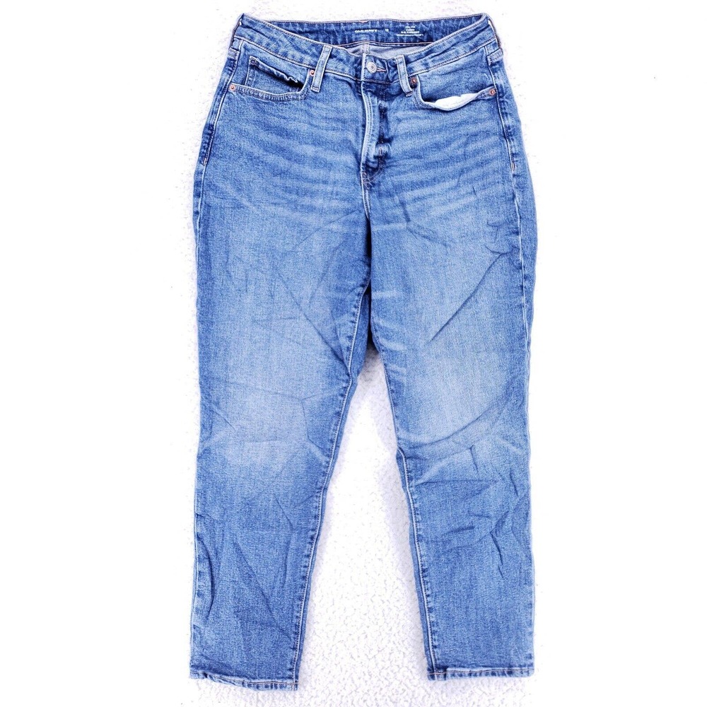 Old Navy Jeans Denim Cotton Women SZ 12 Blue Straight Stretch VTG High Rise Slim